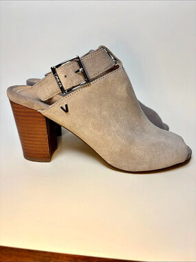 Vionic Kaia Suede Peep Toe Heels Grey Comfort arch support workwear US 8